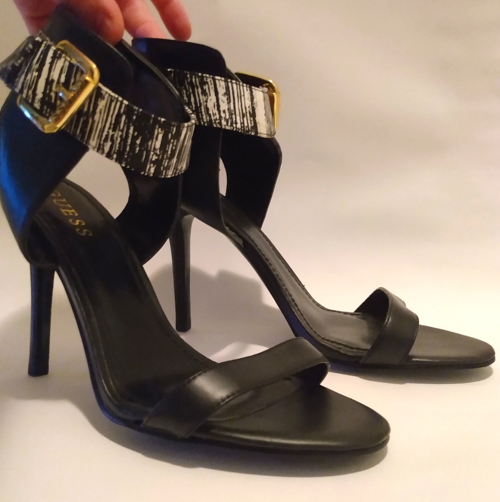 GUESS black ankle strap heels